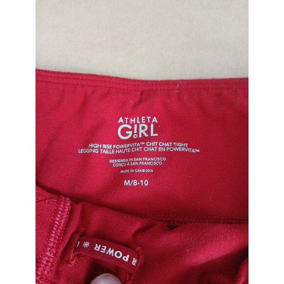 Athleta Chit Chat Tight Leggings Girls M Red High Rise Athleisure Activewear - Picture 2 of 8